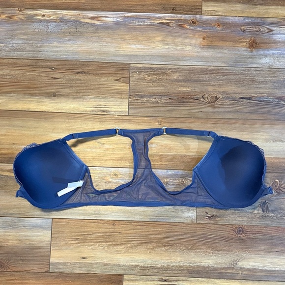 Victoria’s Secret Elegant Lace Front Hook Women's Push Up Bra in Navy Blue 38DD - Picture 2 of 4